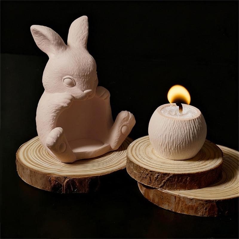 Flexible Silicone Rabbit Shape Planter Mold For Resin Art Concrete Cement Casting And Decorative Candle Container