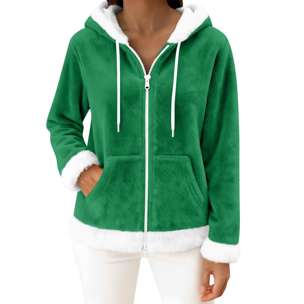 Moteriškas kasdienis madingas ilgomis rankovėmis užsegamas vilnos kardiganas su gobtuvu