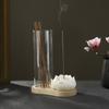 2 In 1 Incense Holder for Sticks Ceramic Lotus Incense Burne with Removable Glass D Incense Sticks Organizer for Yoga Home Decor