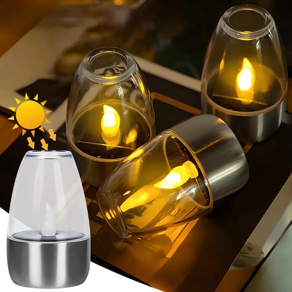 Rechargeable Night Lights LED Solar Candles Light Flameless for Wedding Party Garden Decoration Outdoor Waterproof Lamp