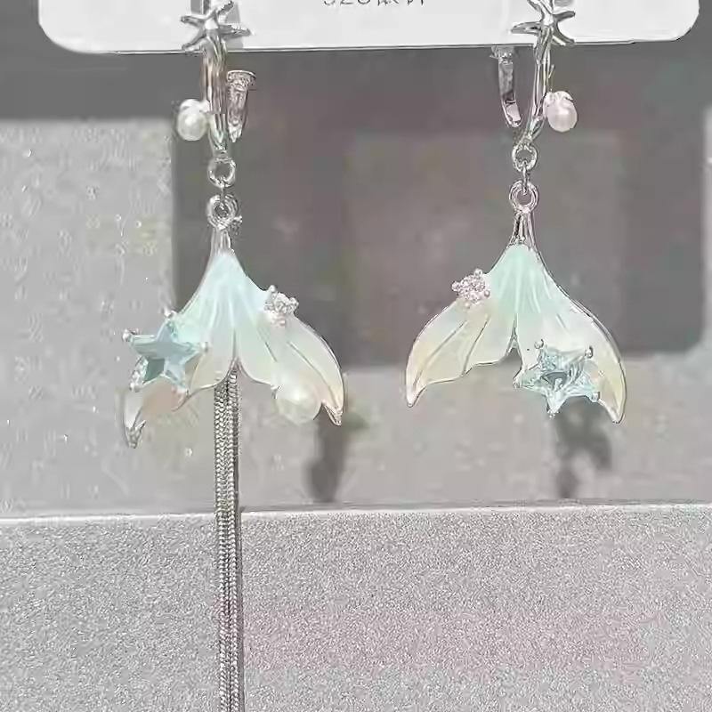 Exquisite Asymmetrical Mermaid Tassel Earrings – Unique INS Style Ear Cuffs