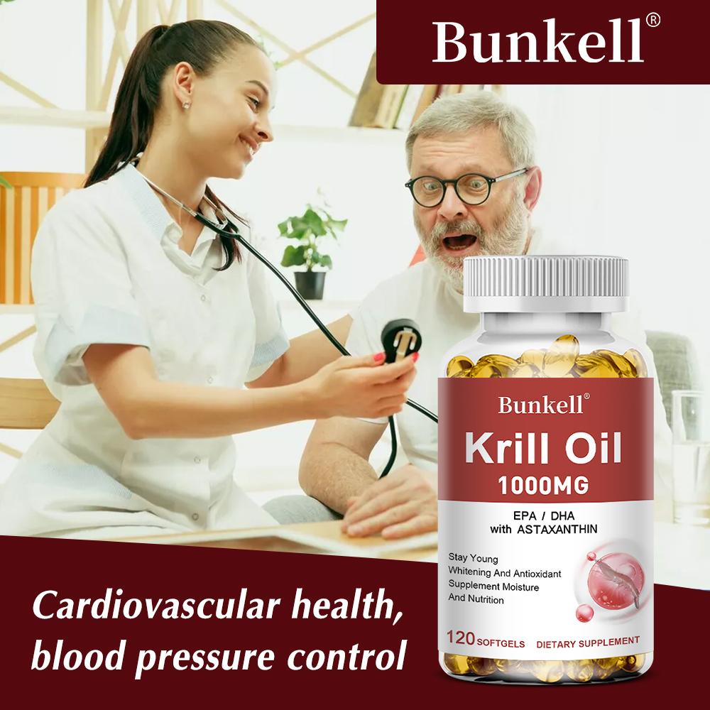 Olio di Krill Bunkell 1000mg EPA/DHA con Astaxantina Softgel - 120 Pezzi
