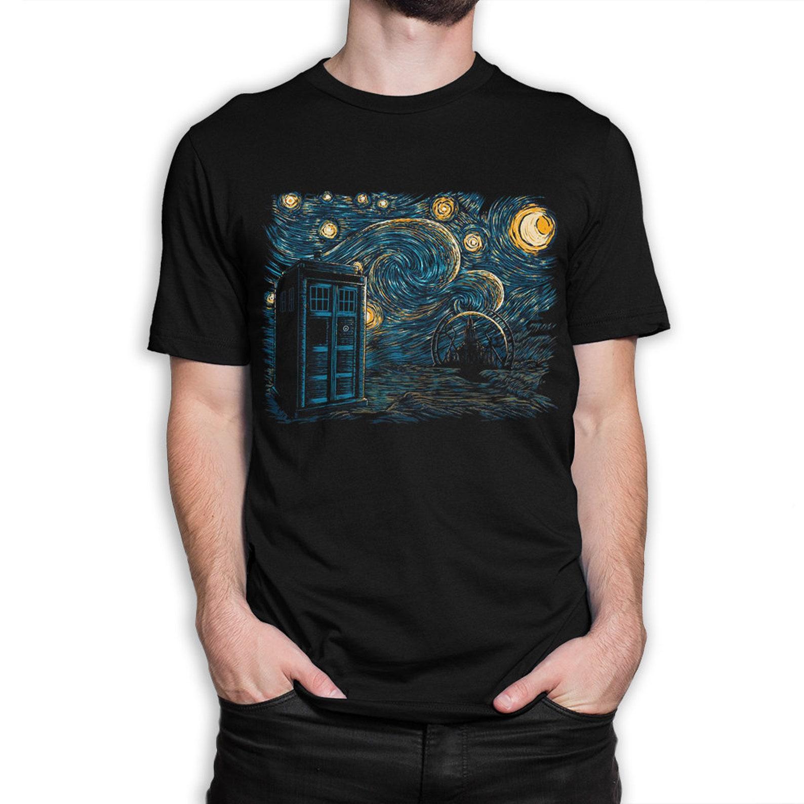 Police Box Starry Night T-Shirt, Van Gogh Inspired Shirt, Men s Women s All Sizes (wr-270) L