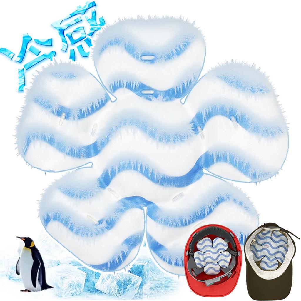Hat Ice Head Heatstroke Freezes Naturally at PCM Cooling Heat Helmet For Kids and Reusable Blue and White Pack, Cooler, Prevention, 28°C (82°F),