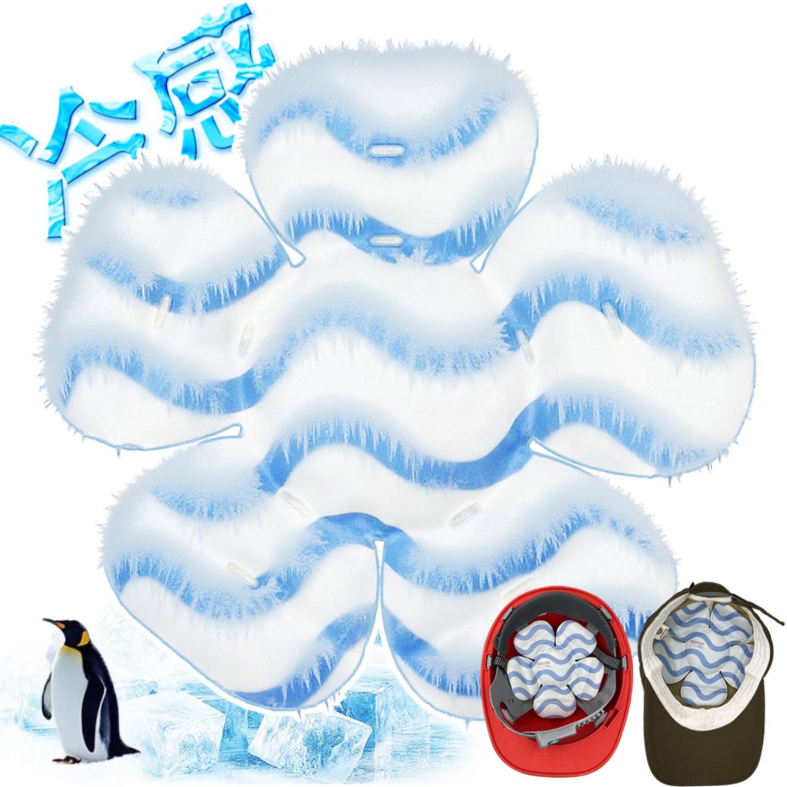 

Шапка Ледяная Голова Тепловой удар Замерзает Естественным Путем при PCM Охлаждении Тепловой Шлем Для Детей и Многоразовый Пакет Синего и Белого Цвета, Охладитель, Профилактика, 28°C (82°F),