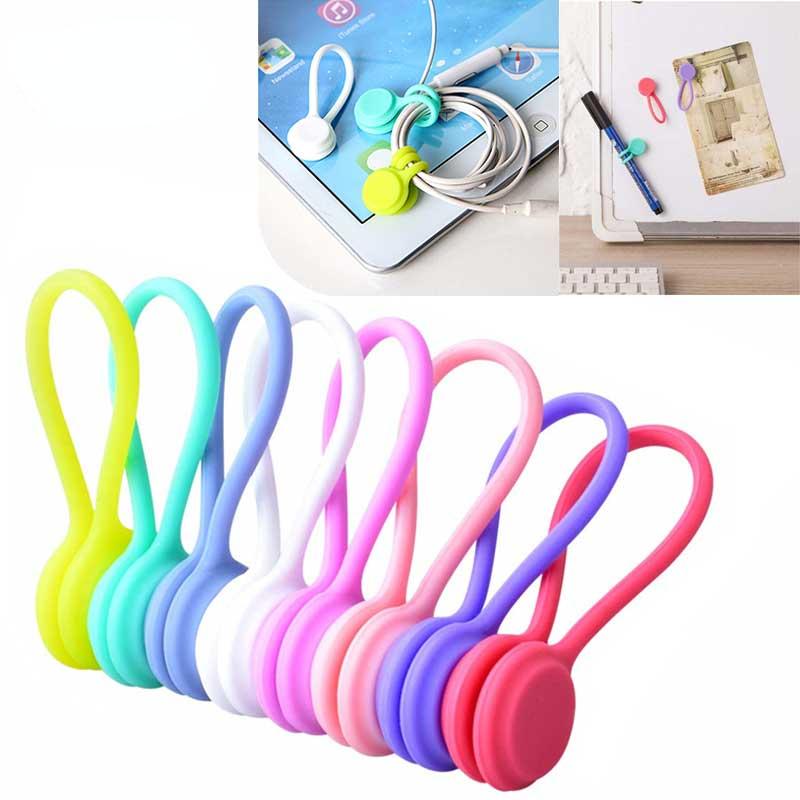 10Pcs Magnetic Silicone Earphone Cord Winder Cable Holder Multifunction Home Office Headphones USB Cable Wire Organizer Accessories