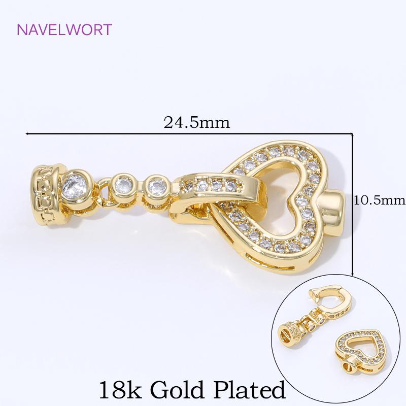 18K Gold Plated Brass Jewelry Clasps For Bracelets Making,With Zircon Connector Clasp,Locks For Jewelry,DIY Necklace Accessories