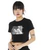 Kichieoli Meow Cat Crop Tee (Black)