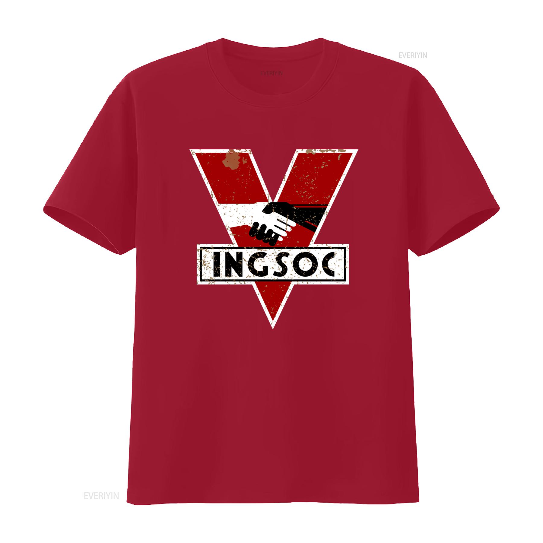 1984 Vintage INGSOC Logo T Shirt Big Oceania Brother Design by George Orwell vintage Washed fashion Soft Versatile S
