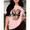T-shirt da donna a maniche corte stampata in 3D, abbigliamento taglie forti da donna, alla moda e versatile, casual, per l'uso quotidiano