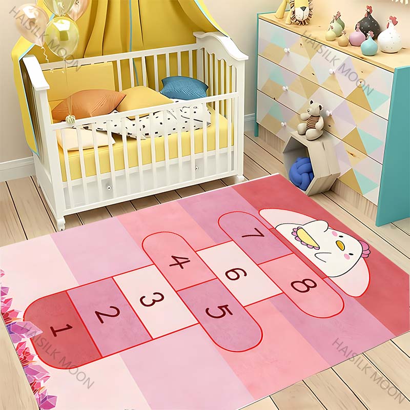 Cute Hopscotch Cartoon Carpet! Living Room Bed Kids Room Mat, Non-slip Exquisite Home Decor, Children's Play Early Education Rug
