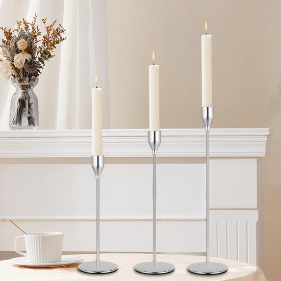 3/6Pcs/Set Vintage Tall Metal Candlestick Pillar Taper Candle Holder Home Living Room Christmas Wedding Party Candle Stand Dining Table Centerpiece
