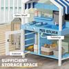 Kids Mud Kitchen Outdoor with Stoves, Sink, Faucet, Storage Shelves, Cookware Accessories for Boys Girls, Blue