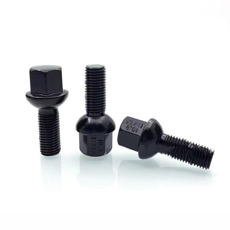 20PCS Suitable for Mercedes-Benz Jetta Volkswagen BMW modified extended ball type tire screw M12x1.5 black wheel hub screw