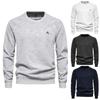 Men's Cotton Top Loose And Casual Solid Round Neck Pullover Top
