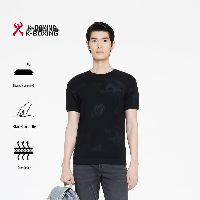 K-Boxing Men s Printed Business Casual Short Sleeve T-Shirt 4XL