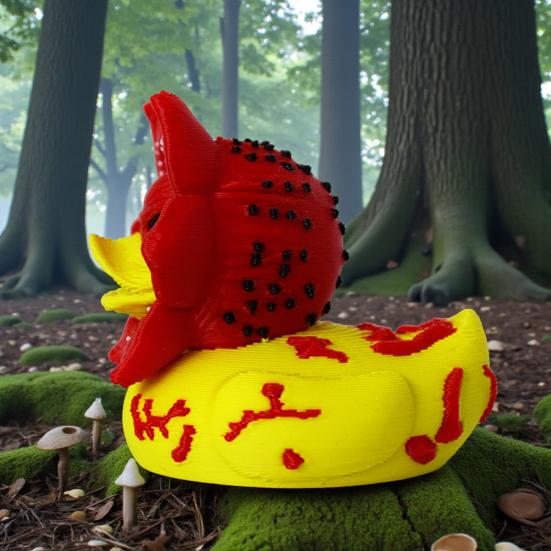 Duck Figurine Collectible 3D Printed Flower Duck Statue Small Desktop Ornament for Home Office Shelf Table Decor