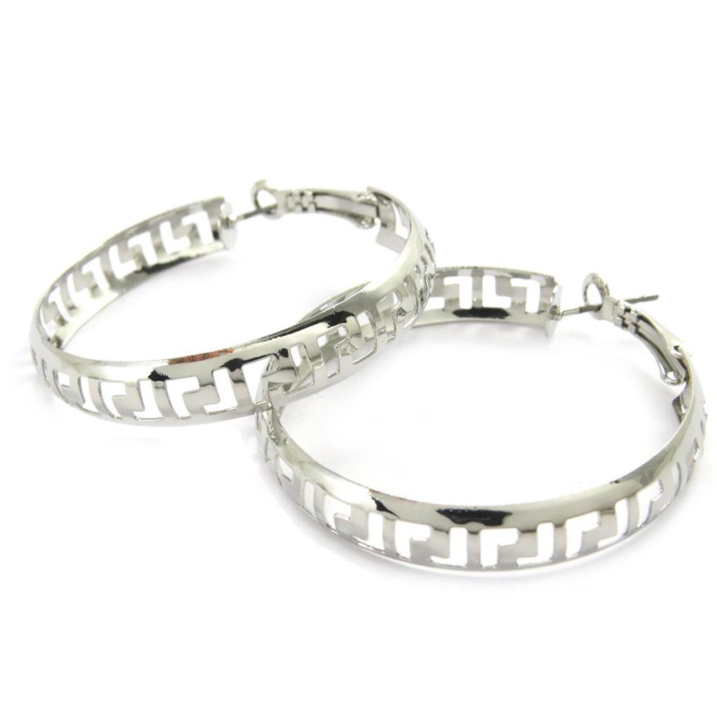 Les Trésors De Lily [L9684] - Silver 'Choréographie' Hoop Earrings Ø 40 Mm 7 Mm