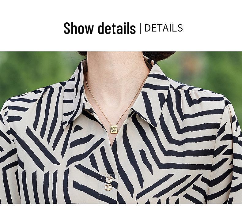 Summer Strip 3/4 Sleeve Shirt for Middle-Aged Women - Plus Size Slimming Top