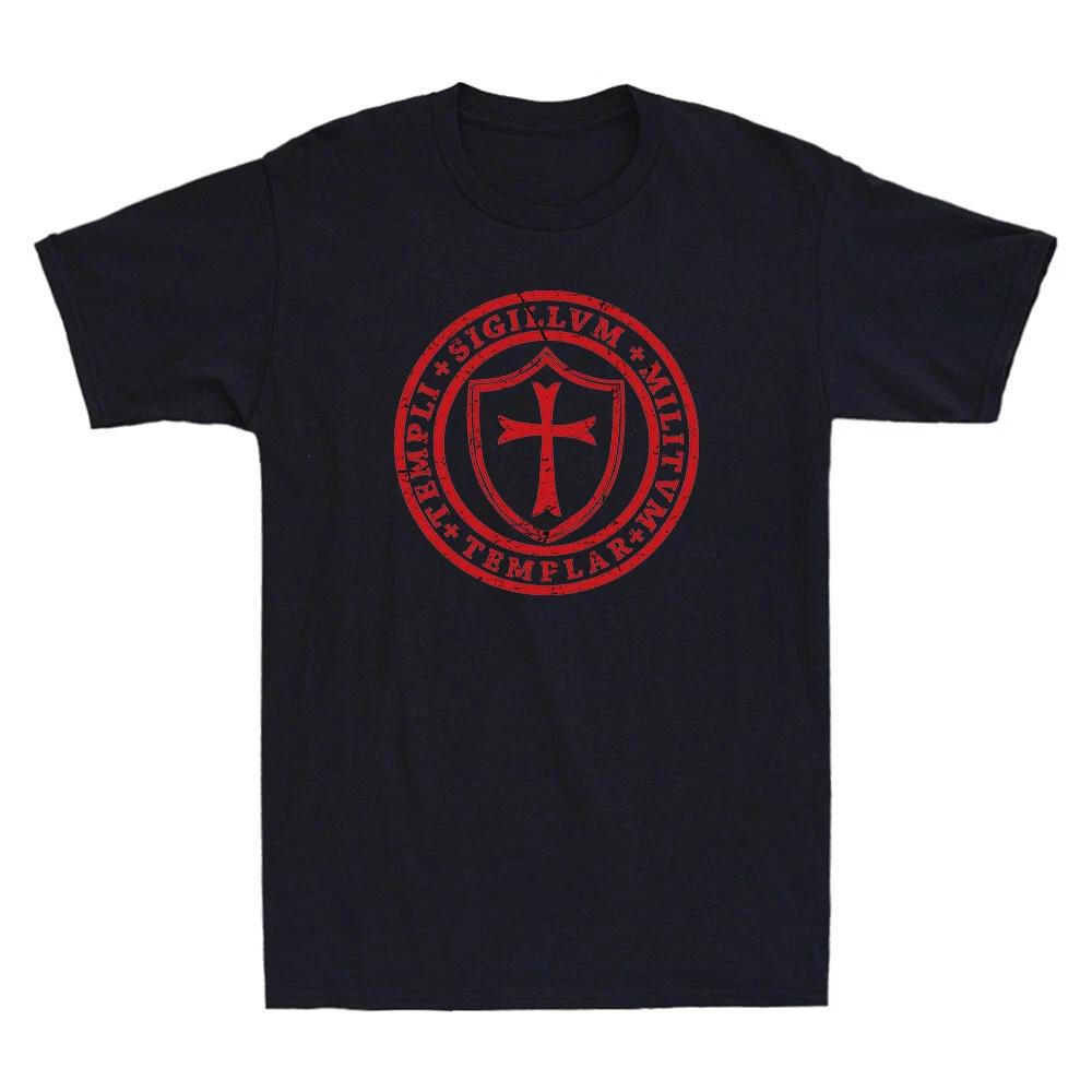 Distressed Knights Templar Cross, Seal of Soldiers Graphic Vintage Men s T-Shirt L