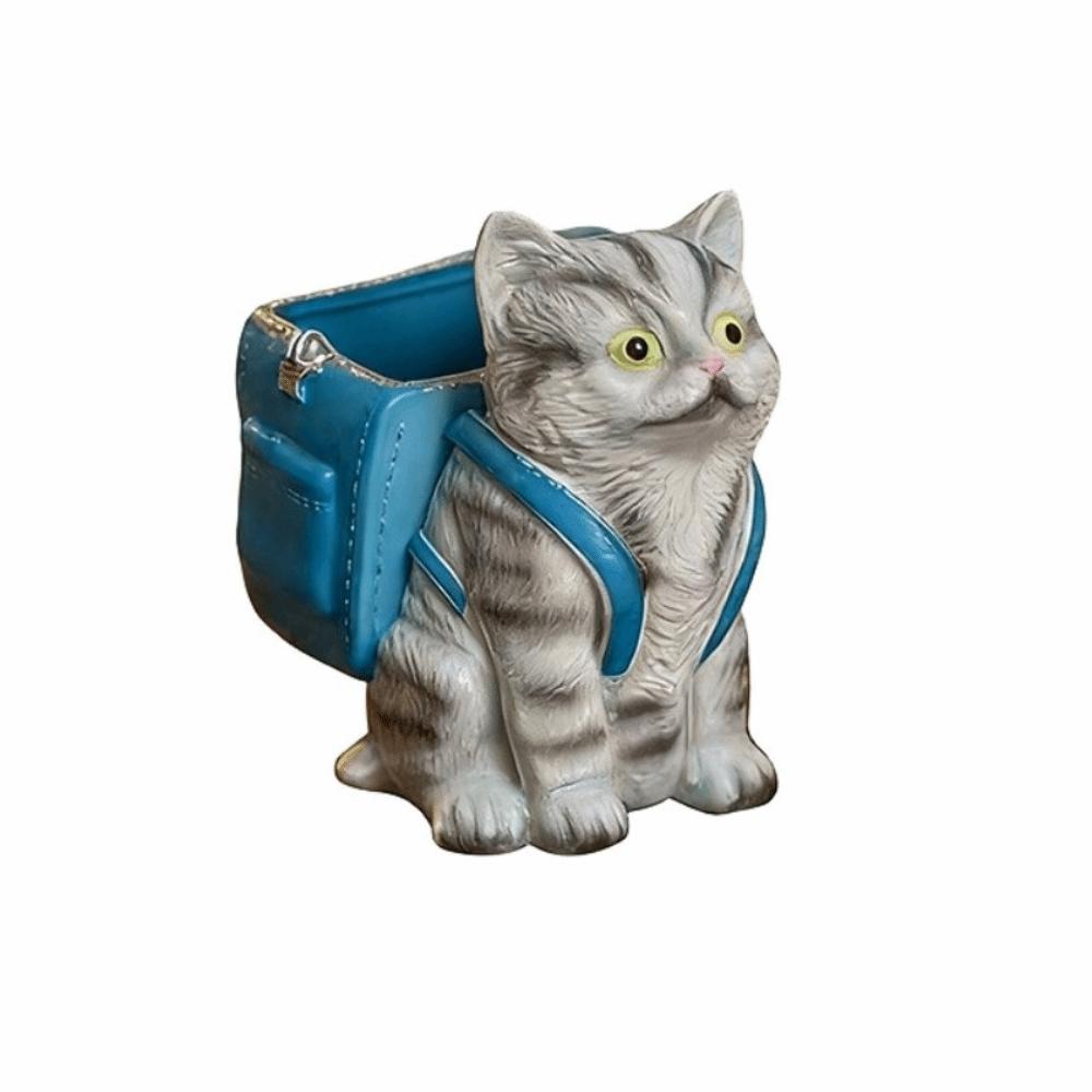 Creative Cat Backpack Pen Holder Cartoon Makeup Brush Holder Office Supplies
