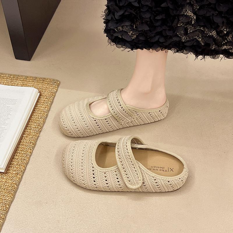 

Модные плетеные сетчатые балетки, женские тапочки, дизайнерские классические мюли, повседневные сандалии для ходьбы, лето 2025, новинка, женские кроссовки 40 абрикосовый