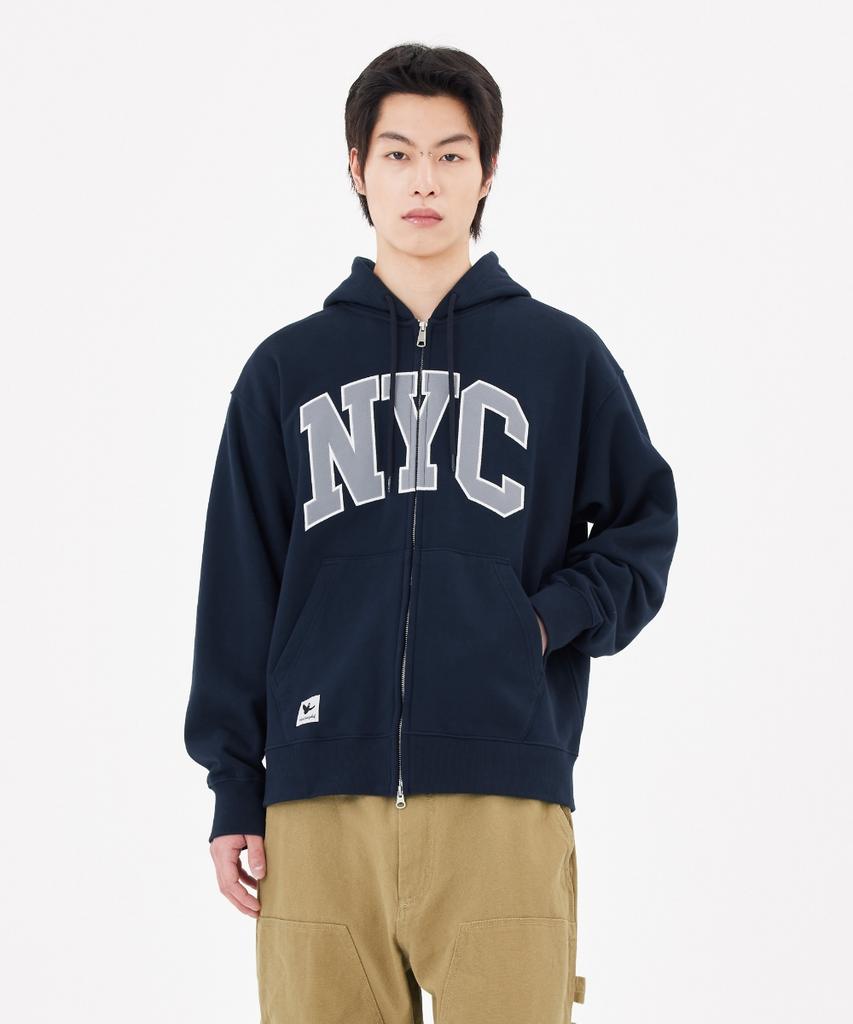 Mark Gonzales Nyc Applique Zip-Up Hoodie - Navy