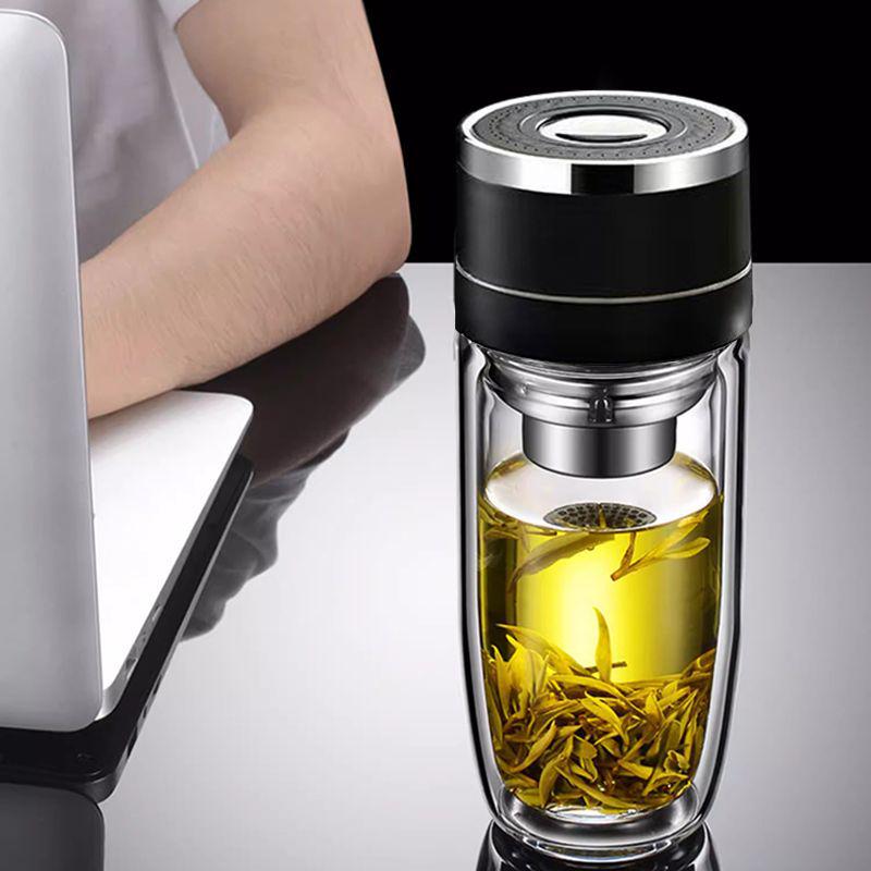 One-Touch Open Goose Egg Double-Layer Glass Cup: Anti-Scalding, High Borosilicate, Quick-Open Tea/Water Separation Cup