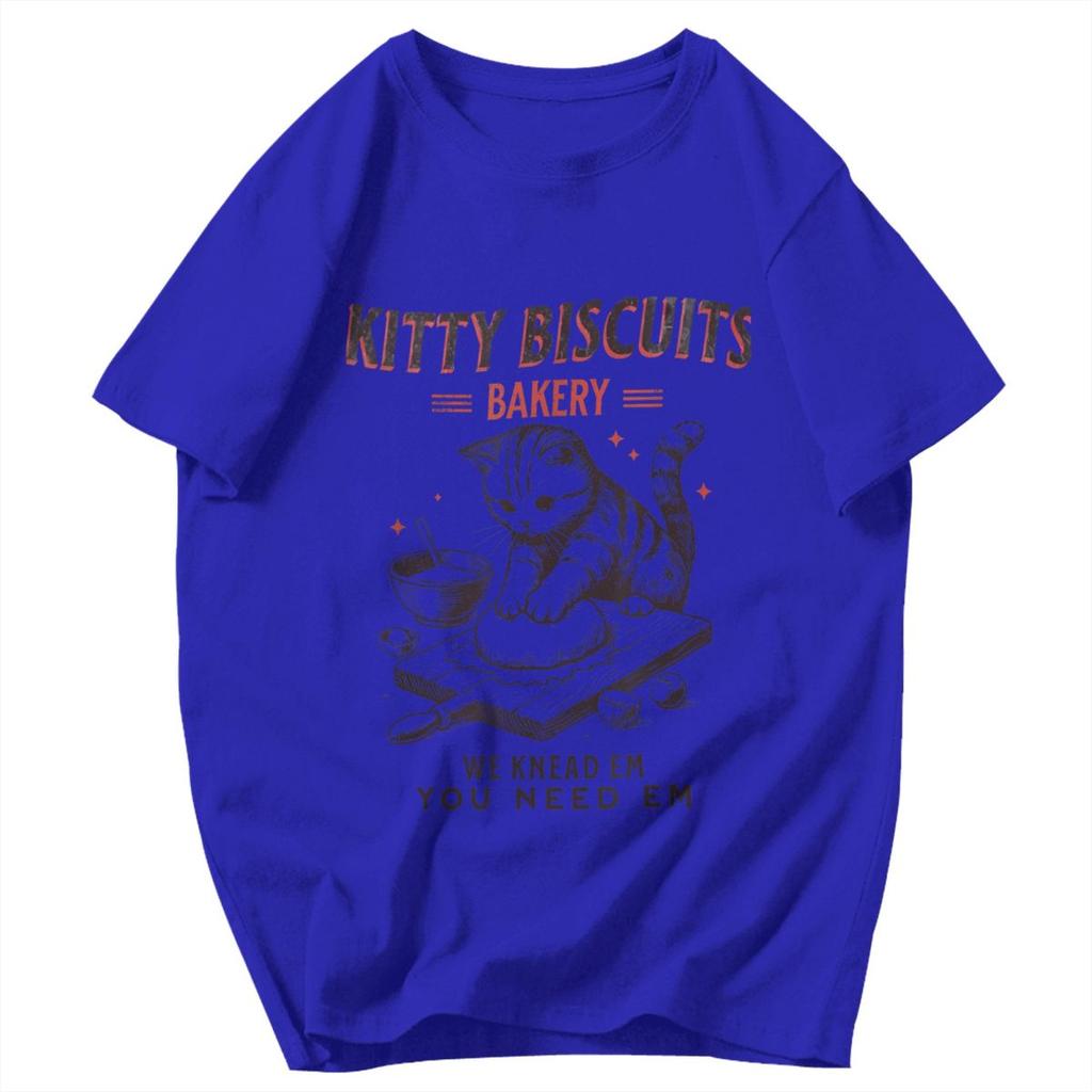 Men T Shirt Kitty Biscuits We Knead Em You Need Em Cat Lover Baking Pops Y2K Graphic Crewneck Unisex Clothing T Shirts