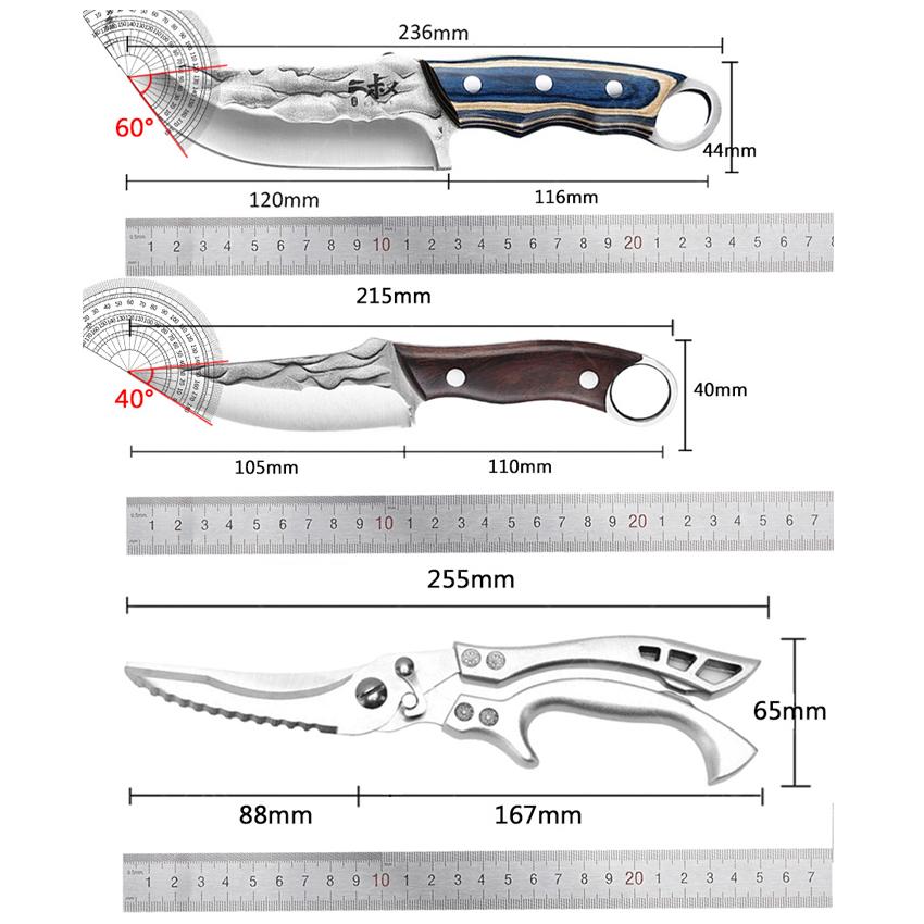 Handmade Forged Kitchen Chef Slicing Meat Cleaver Cutter Stainless Steel Boning Knife Butcher Utility Knife Cooking Cutlery