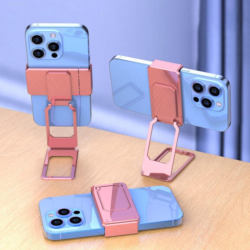 Soporte Plegable con Rotación de 360º Clip Trasero Soporte Anillo para Teléfono Multiángulo Portátil Escritorio Metal Dedo Pata de Cabra Ajustable