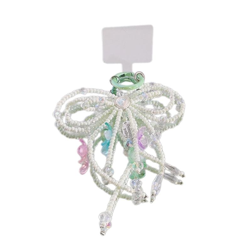 Stylich Phone Charm Clip Colorful Bowknot Pendant Keyring Butterfly Knot Key Chain Portable Keyrings Accessory for Women
