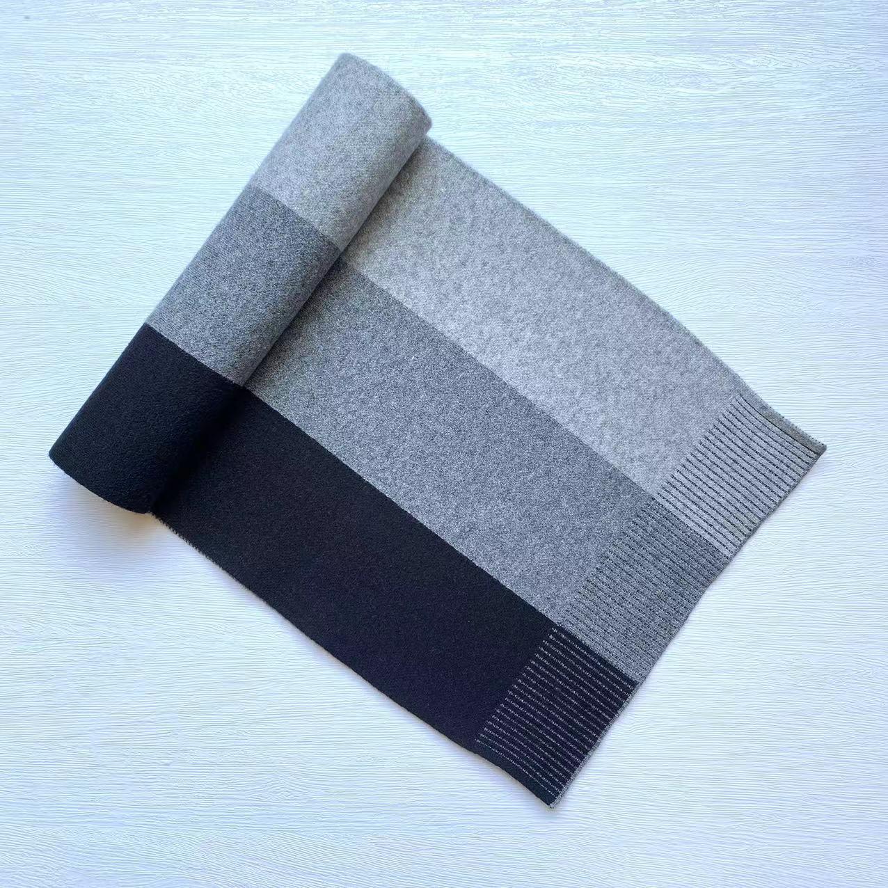 

Мужской универсальный клетчатый кашемировый шарф - Теплый, вязаный, зимняя шаль Above 175cm черный серый