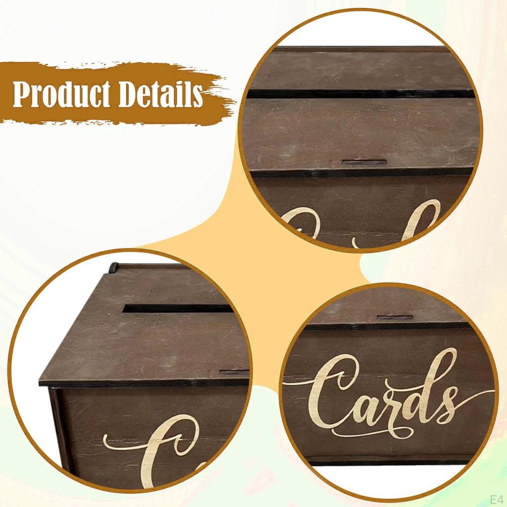 Decorative Wooden Storage Box for Wedding Cards, with Slotted Card Holder, Ideal Birthday