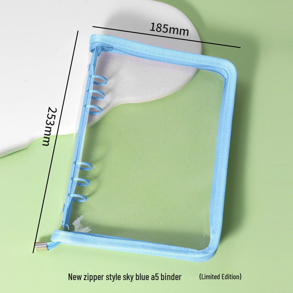 A5 Transparent PVC Ring Binder Notebook Planner, 6-Hole Photo Album with Removable Cover (A6 Compatible)