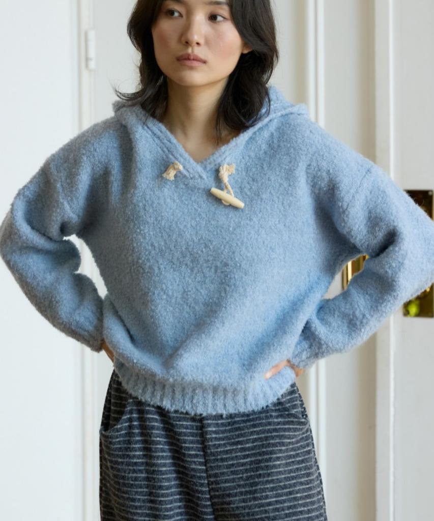 WIOE Cotton Candy Knit Hoodie_Blue