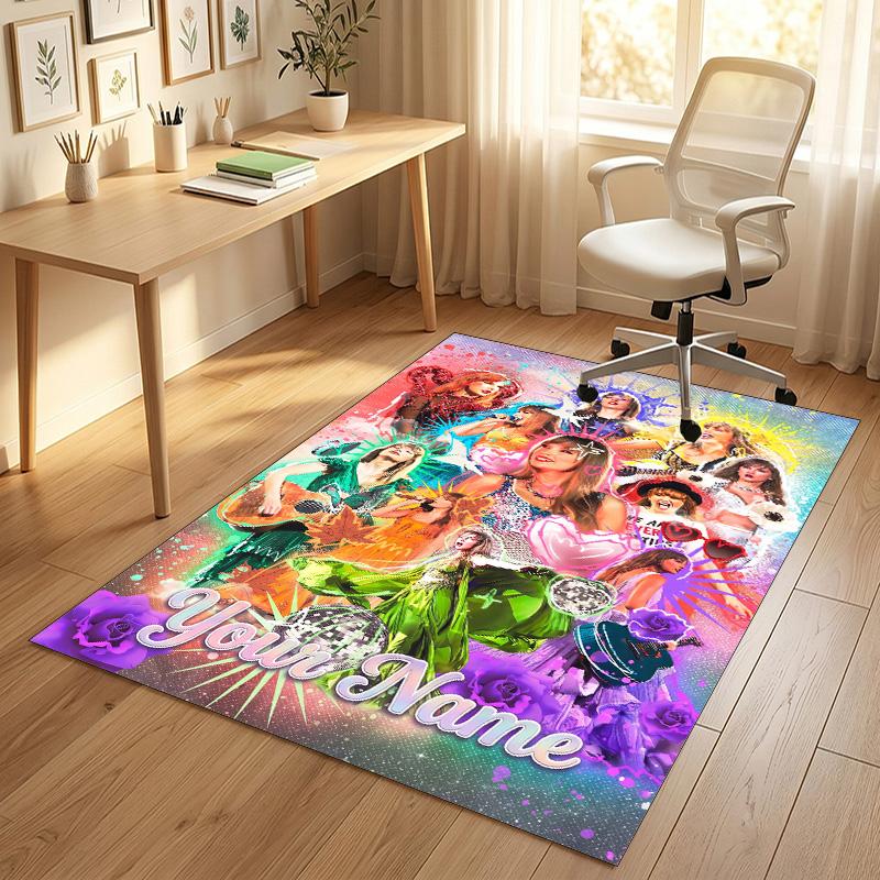 Personalized Crystal Velvet Carpet,Taylor Swift Custom Printed Name, Plush Area Rug For Home Indoor Decor