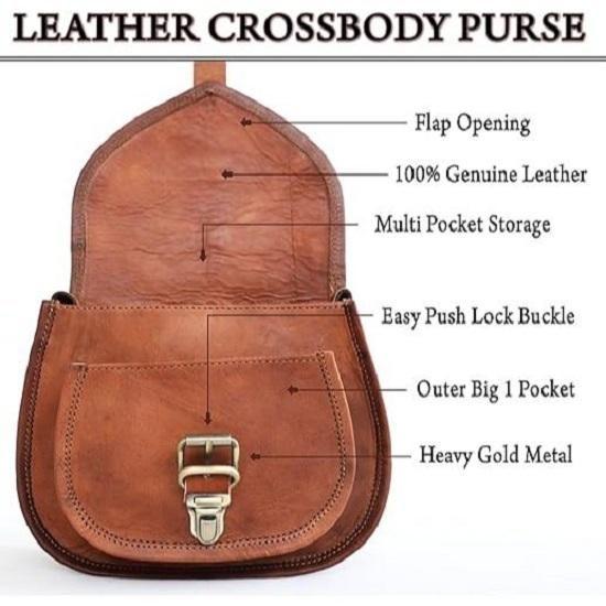 Kleine Umhängetaschen aus echtem Leder für Damen, Vintage-Umhängetasche aus Crossover-Leder für Damen, Handtasche, 22,9 cm (Braun)