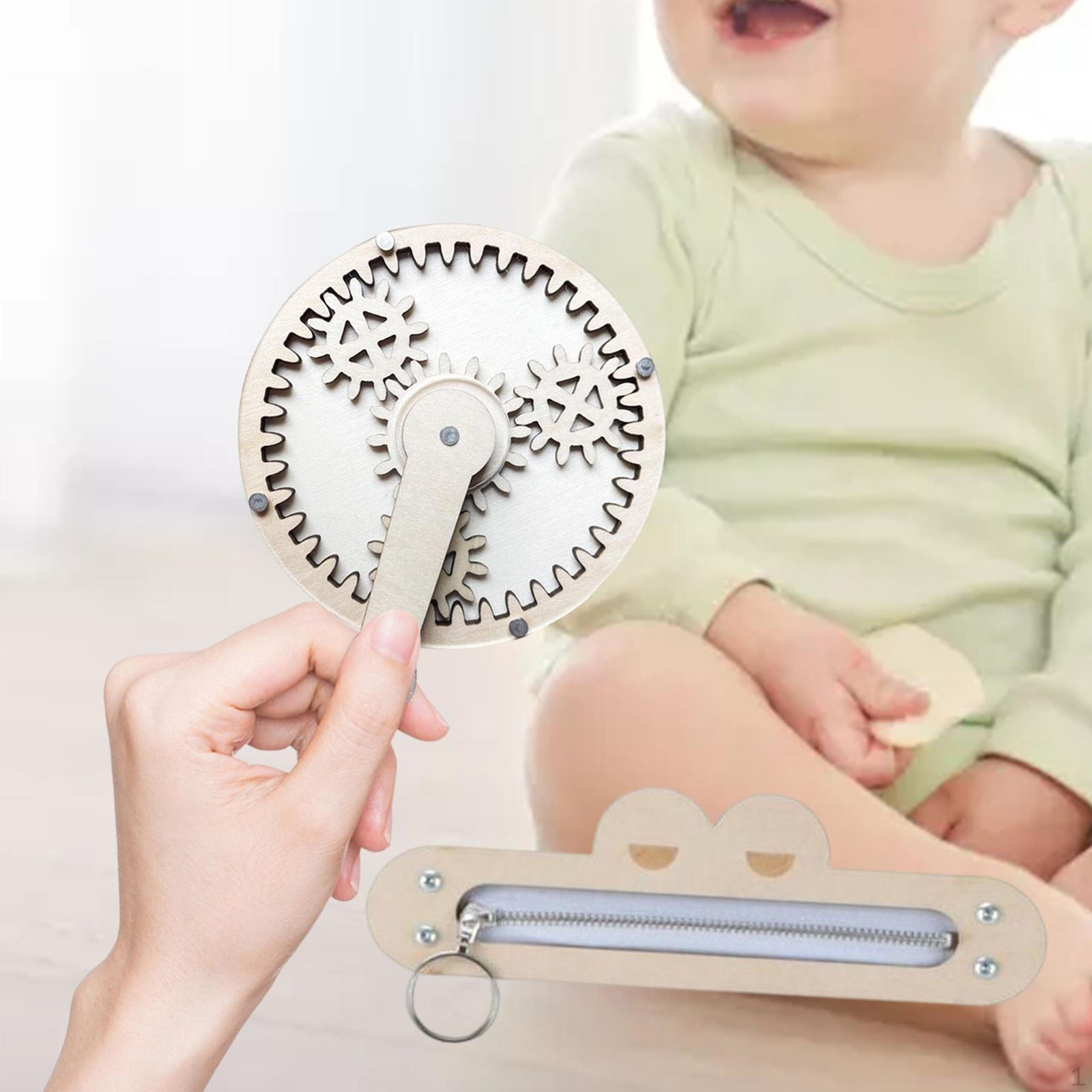 

2x Montessori DIY Busy Board Accessories Sensory Toy Hand Crank Gear and Zipper Preschool Toys