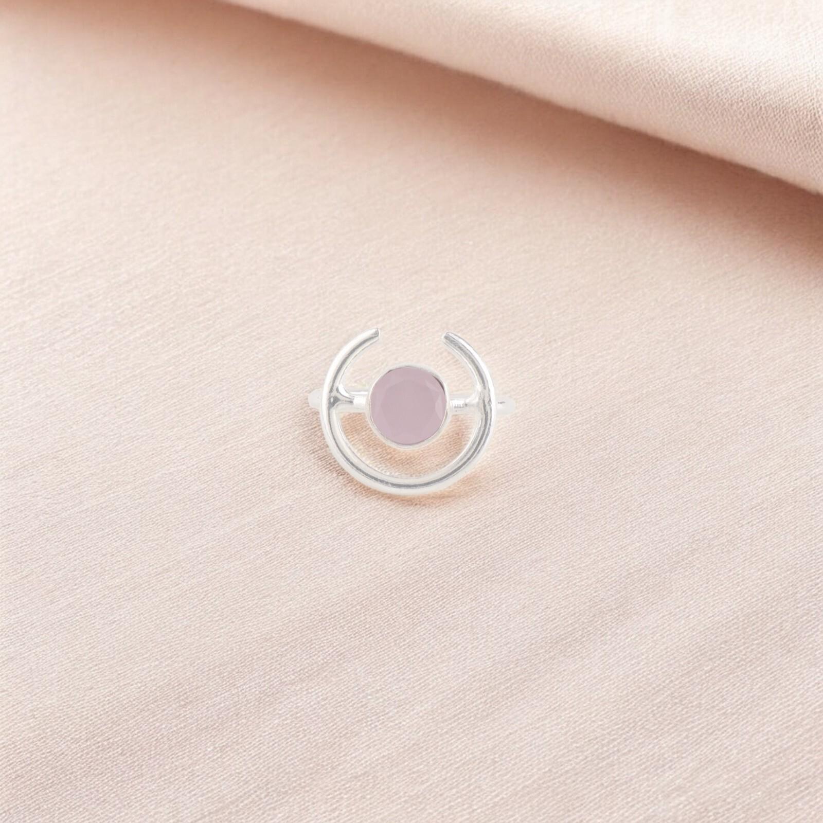 

Natural Rose Chalcedony Gemstone Ring 925 Solid Silver Handmade Jewelry For Her RR-54-16 13