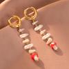 Plated Gold Stylish Geometric Faux Pearl Mushroom Earrings For Women Fall 2023