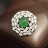 Light Luxury Niche Green Geometric Stone Inlaid Jewelry Brooch Elegant Atmosphere Retro Zircon Brooch Accessories Women