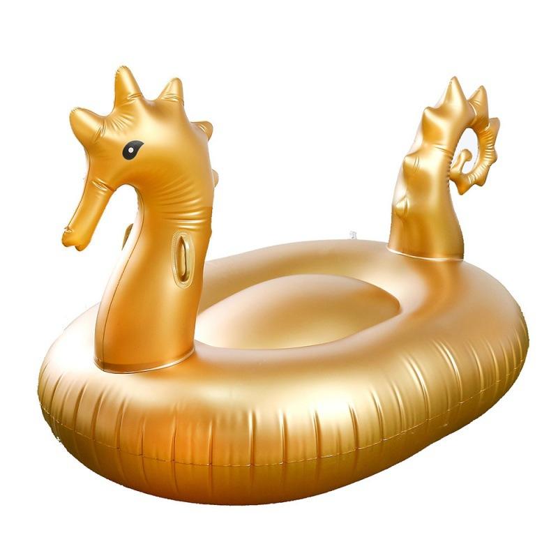 

Adult Floating Row Cartoon Golden Seahorse Shape Creative Inflatable Toys Water