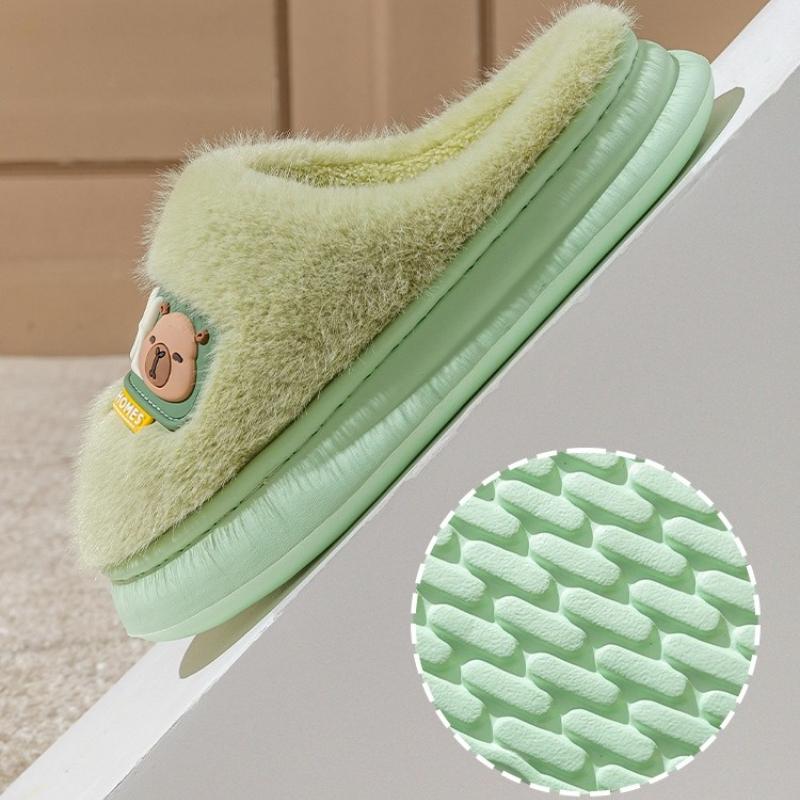 Cartoon New Cotton Slippers for Men and Women Fashion Thick-soled Plus Velvet To Keep Warm Autumn and Winter Cotton Slippers