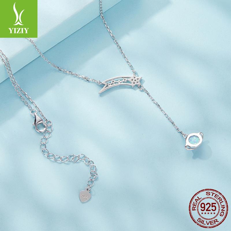 Design, Planet Opal Necklace S925 Sterling Silver Platinum Plated Necklace Women'S Versatile Premium Sense