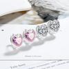 Simple Female Earrings  Sterling Silver Love Heart Shaped Zircon Earrings for Women Promise Love Engagement  Gift