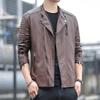 Men's leather jacket spring and autumn new casual coat slim lapel leather jacket men's trendy handsome outer clothes
