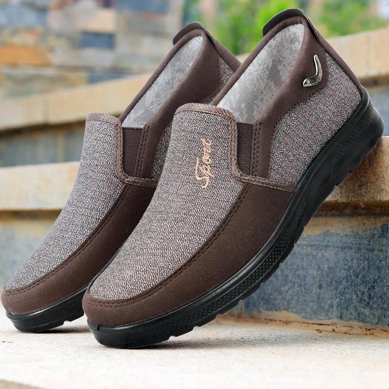 

Classic Loafers Men Casual Shoes New Canvas Shoes Men Summer Breathable Walking Flat Shoes Sneakers 2025 39 коричневий