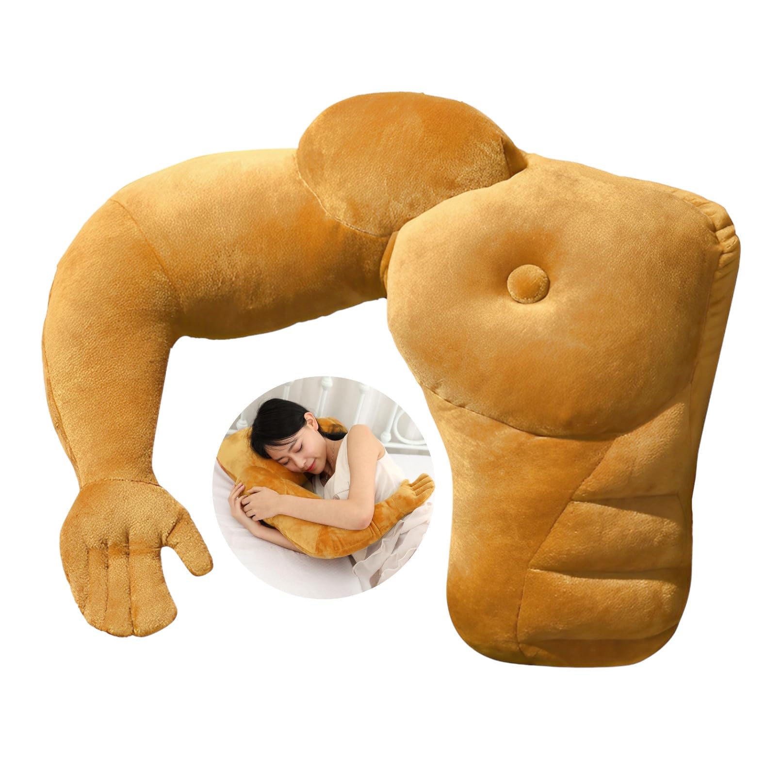 

heizi Body Pillow Cushion, Muscle-Shaped Arm Pillow, Relaxing, Fun Item, Funny Gift (Light Brown, Right)