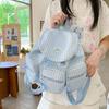 Plaid Women Daily School Bag Sweet Silver PU Daypack Portable Korean Drawstring Backpack  Girls